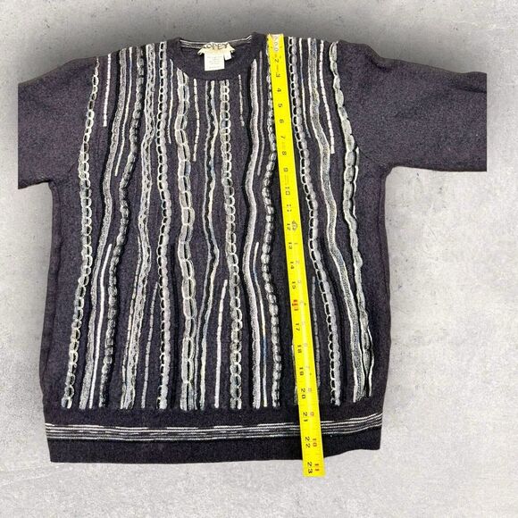 VTG Montechiaro "Coogi‎ Style" Virgin Wool Sweater Women's Fits Size Small Gray - Picture 8 of 9